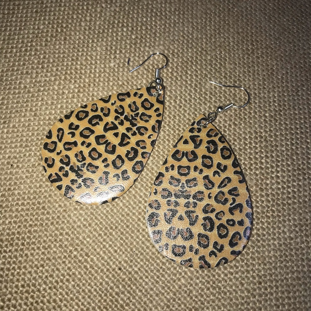 Cheetah “Leather” Teardrop Earrings
